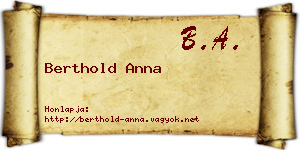 Berthold Anna névjegykártya