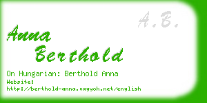 anna berthold business card